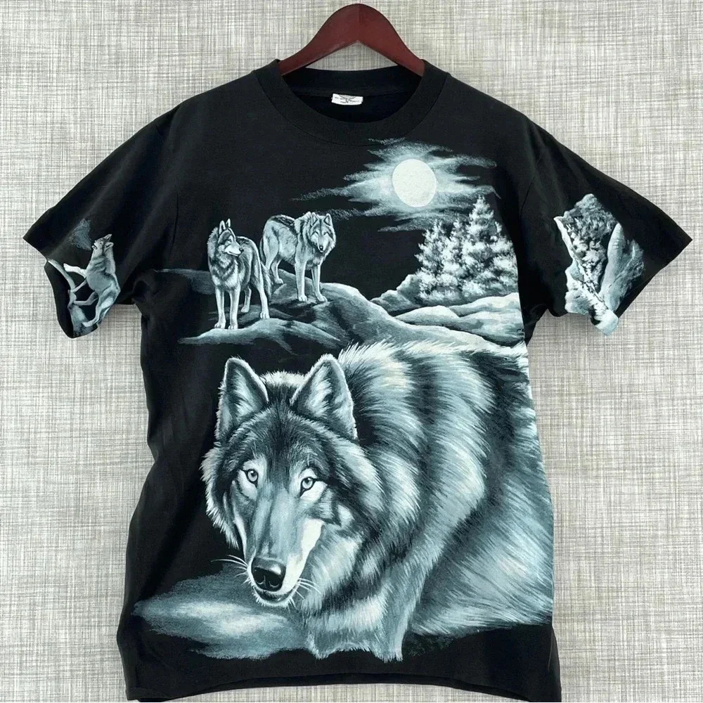 Turner Originals vintage wolves single stitch all over print t-shirt  M 8459/b